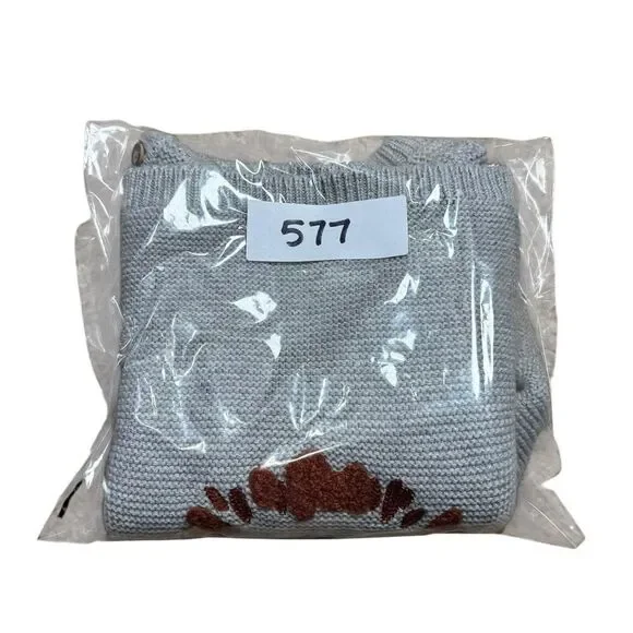 Carters Baby Gray 3D Knitted Lion Jungle Retro Modern Knit Sweater Size 18M - Picture 7 of 7